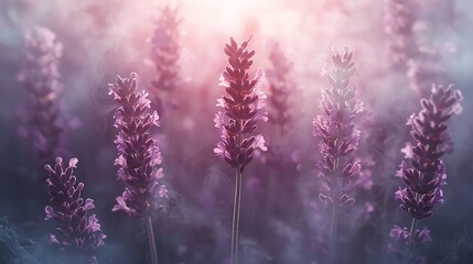 Fototapeta premium Lavender stems floating in a soft