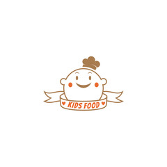 Cute little fat boy logo wearing chef hat, suitable for food business label