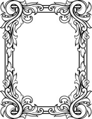 Vintage Frame with Leaf Engraved Decoration Outline