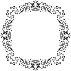 Vintage Frame Outline with Elegant Leaf Engraving