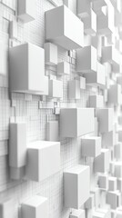 Abstract geometric pattern of white cubes.