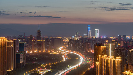 Fototapeta premium Aerial Photography Center Business District Night Scene, Xi'an, China