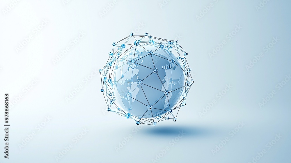 Poster a 3d search engine globe with interconnected data points, each point highlighting a search query, sy