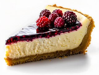cheesecake with a berry topping isolated on a clean background 