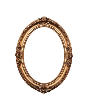 Ornate oval gold frame with intricate details ideal for luxurious designs, vintage invitations, elegant decorations, classic artworks. Generative AI