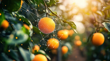 Digital sensor monitoring ripeness of fruits in an orange orchard