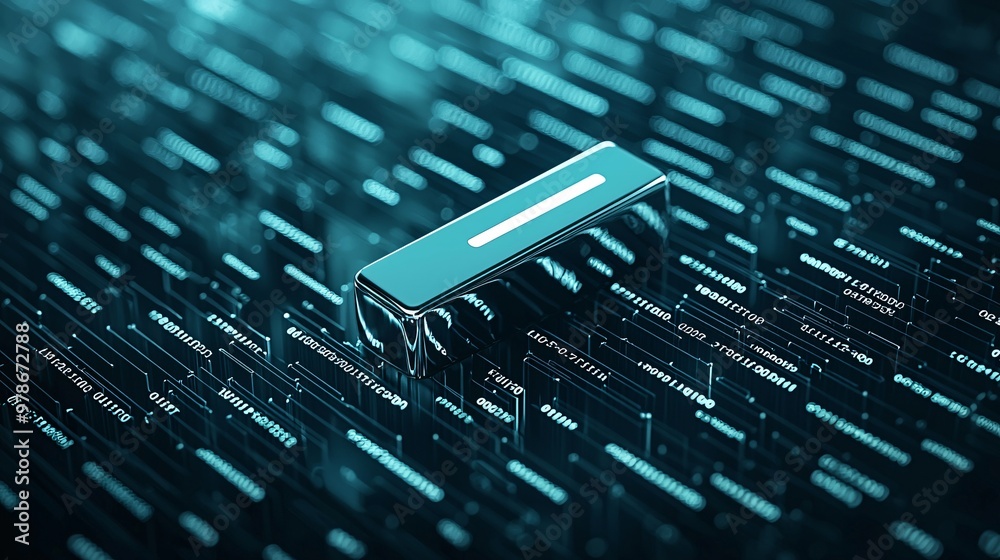 Poster a 3d search bar floating over a sea of binary code, symbolizing the vast data processed by search en
