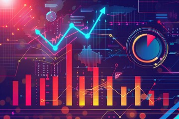 Fototapeta premium Colorful graph and chart with an arrow pointing up