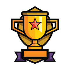 gold trophy cup with ribbon