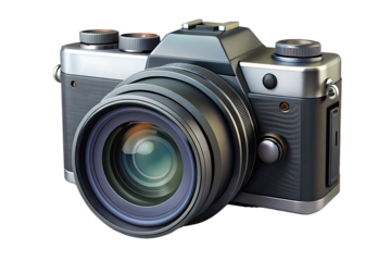 Digital photo camera on transparent background