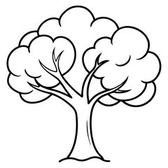 an apple tree outline coloring book page line art drawing