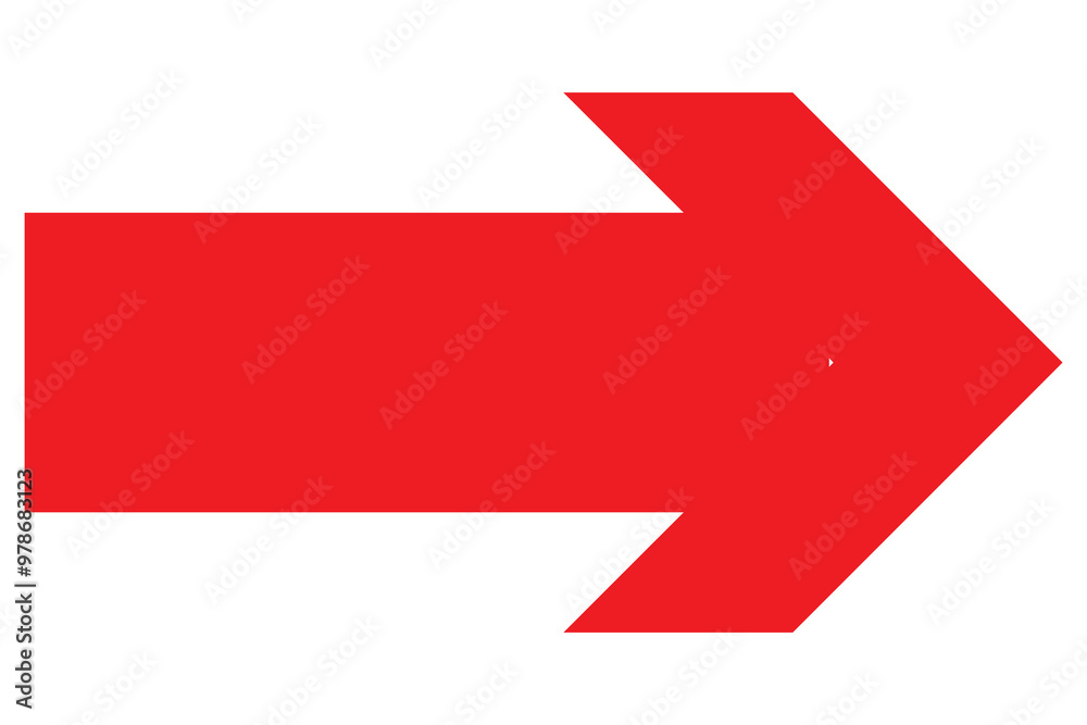 Wall mural red large forward or left pointing solid long arrow icon sketched as vector symbol . ep