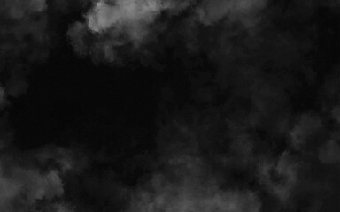 Abstract black and white realistic smoke clouds with shadow overlay effect background. Mystery dark background with spooky white light and fog. Vector illustration of smoky mist toxic vapor on floor.