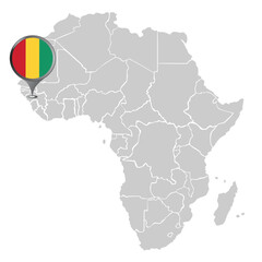 Fototapeta premium Map of Guinea with flag in Africa on white background