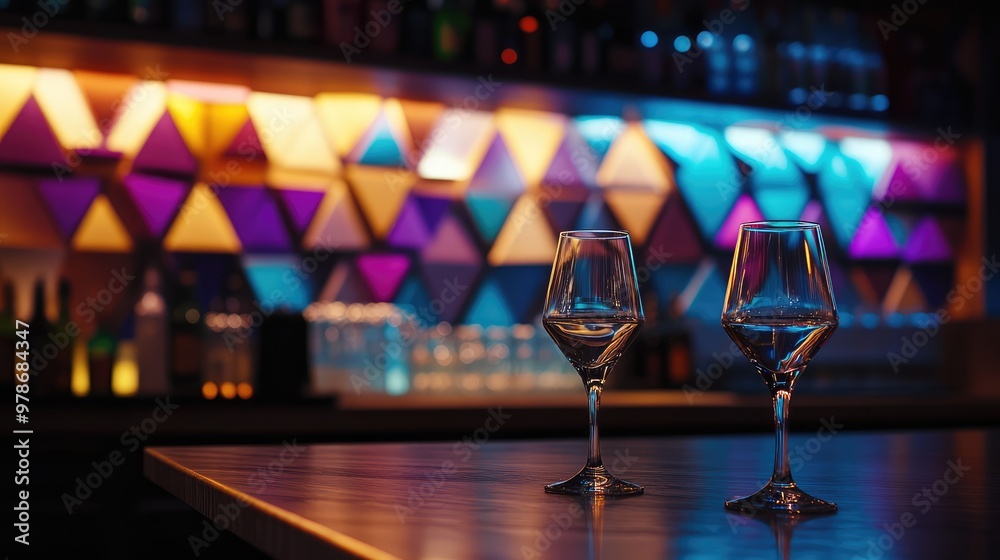 Wall mural glass of champagne on counter