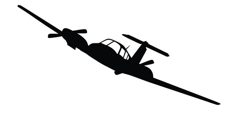 Airplane silhouette vector. Mini plane in air symbol. school of flying. Commercial flight. Jet plane. Aircraft symbol. Flying school.