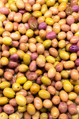 Green olives. Top view.