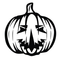 Halloween pumpkin with angry face expression.