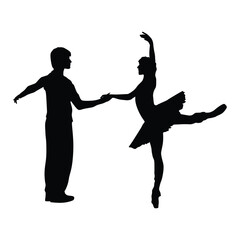 Ballerinas Silhouette On A White Background Vector