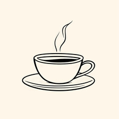 Obraz premium coffee cup illustration, black outline Generative AI