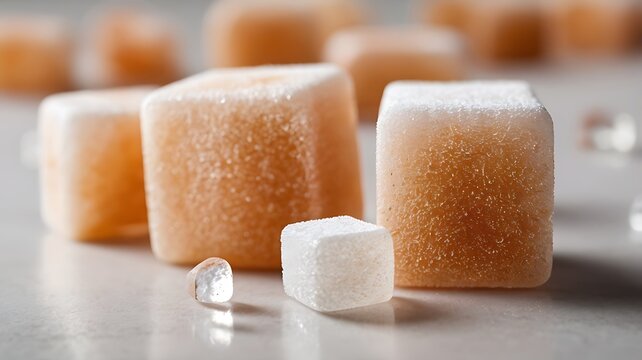 Closeup of Sugar Cubes on a white background