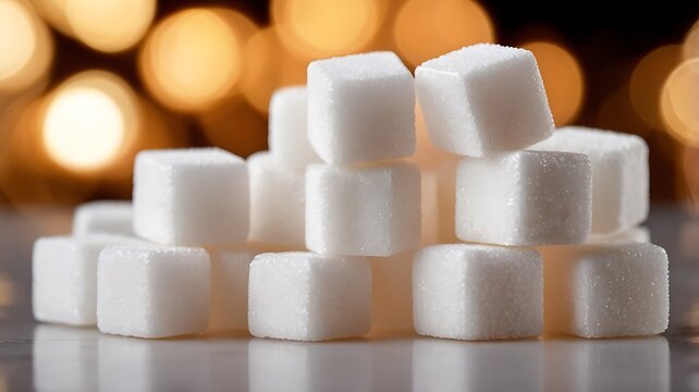 Closeup of Sugar Cubes on a white background