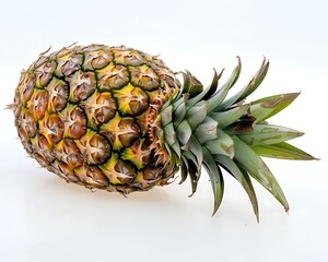 A fresh and juicy pineapple isolated on a white background showcasing its vibrant color and refreshing texture