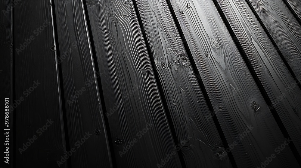 Poster Black Wooden Tabletop Background Top View : Generative AI