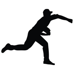 Baseball Player Silhouette in vector illustration. Baseball Player icon, vector.