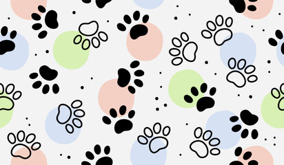 Cute paw pattern background vector design © rupa