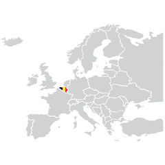 Naklejka premium Map of Europe with Belgium flag. Belgium map.
