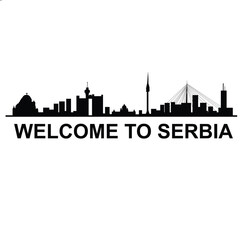 Belgrade skyline silhouette. Black Belgrade city design isolated on white background.