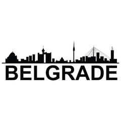 Fototapeta premium Belgrade skyline silhouette. Black Belgrade city design isolated on white background.