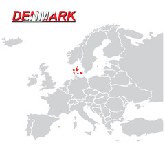 Obraz premium Denmark map. European country borders vector illustration on white background.