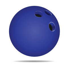 Realistic 3d Vector Illustration Of A Bright Blue Bowling Ball With Three Finger Holes 