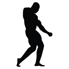 Bodybuilder silhouette. Bodybuilder black icon on white background