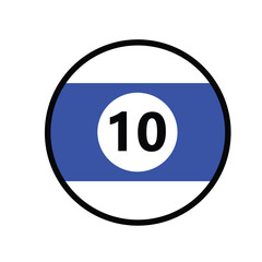 Billiard balls. Pool ball with the number 10. Flat vector illustration isolated on white background.