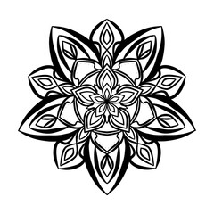 Simple and easy mandala design for coloring pages , ethnic round ornament, white background, Flower Mandala coloring book