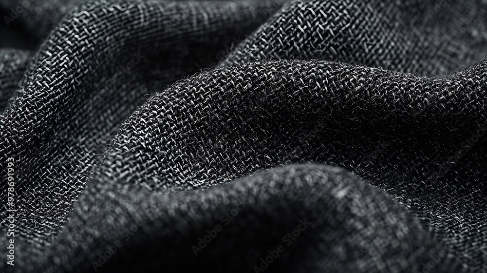 Aufkleber Black Fabric Texture Pattern Background : Generative AI