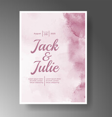 Wedding card invitation template with hand painted watercolor splash