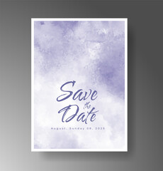 Wedding card invitation template with hand painted watercolor splash