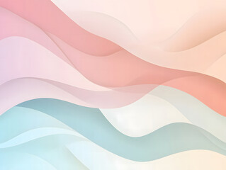 Soft Pastel Abstract Background with Flowing Curved Shapes in Pink and Mint Green