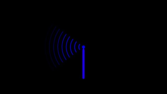 Digital Radio wave circle background. Radio station signal tower icon 4k animation.