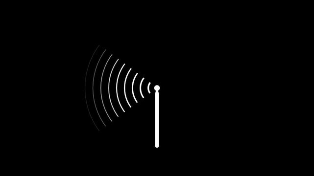 Digital Radio wave circle background. Radio station signal tower icon 4k animation.