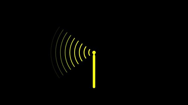 Digital Radio wave circle background. Radio station signal tower icon 4k animation.