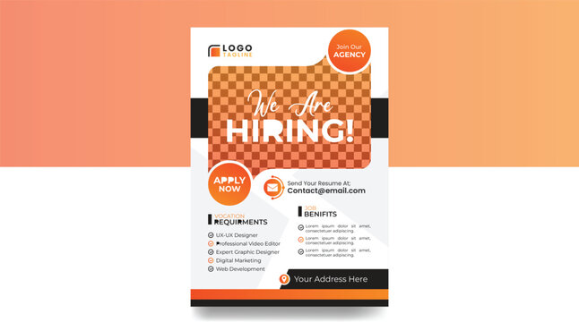Job vacancy hiring flyer or poster design for social media circular post banner template