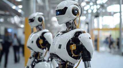 Scene of robotics in industry, integration of automation with human expertise, emphasis on efficiency and precision