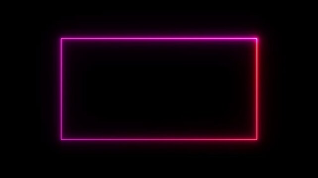Animation of glowing neon rectangles abstract background 