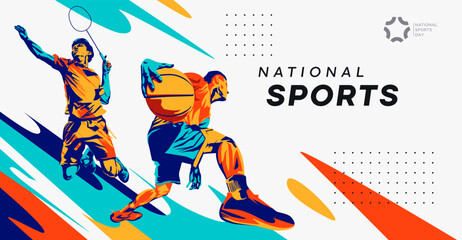 Illustration a basketball player in grunge style. Male basketball athlete dribbling the ball, this design has the concept of celebrating a basketball game. National sports day celebration
