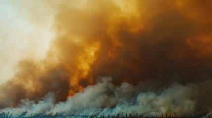 Dramatic image of smoke and fire rising into the sky, showcasing the impact of wildfires on the environment.
